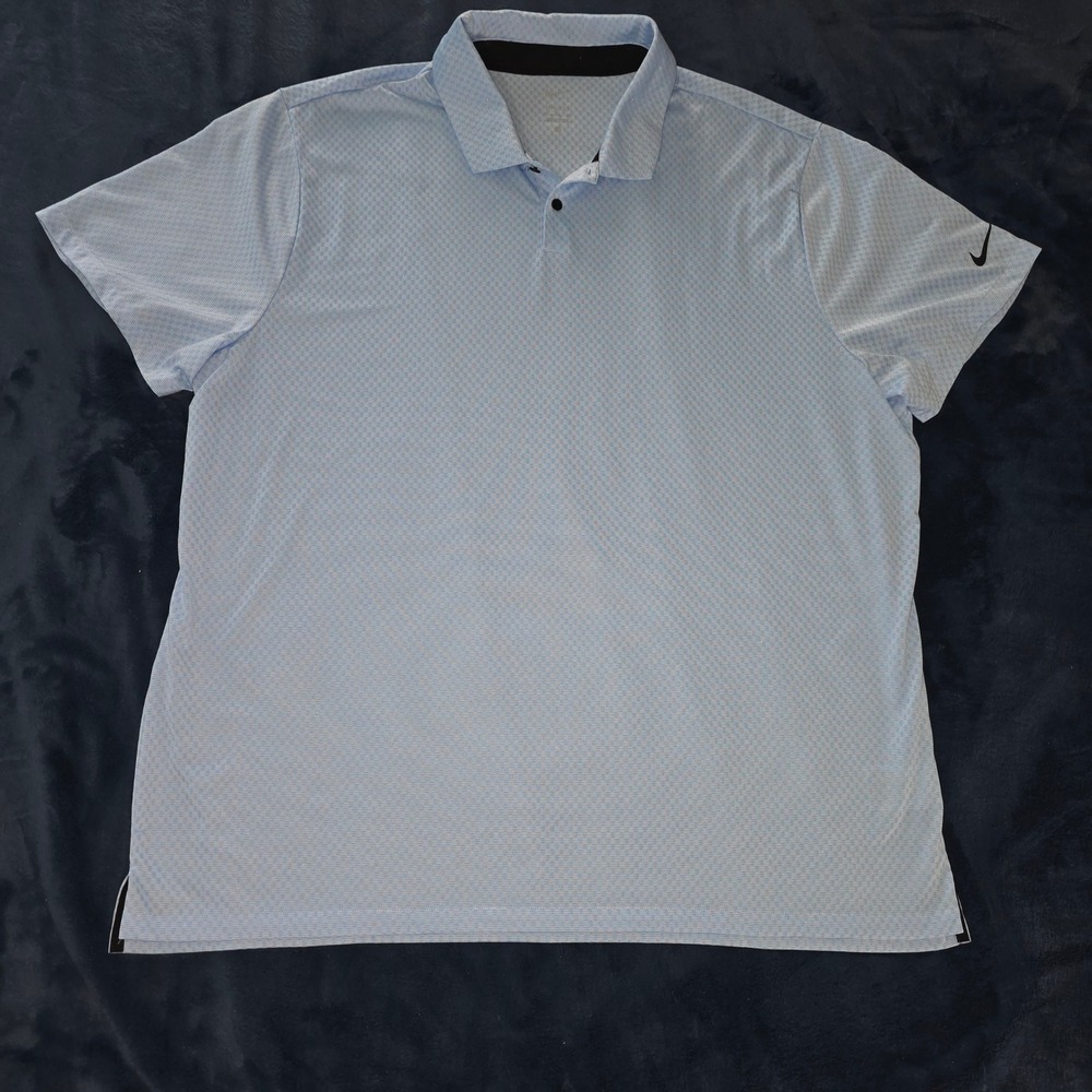 Nike Dri-FIT Polo Shirt Mens 3XL Blue Textured Golf Performance Top - Picture 2 of 16